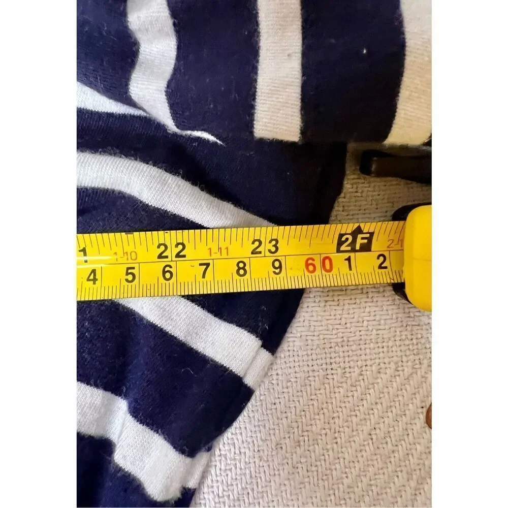 Talbots 3/4 Length Roll ChambrayCuff Sleeve Top Blue White Stripe Women’s Sz XL